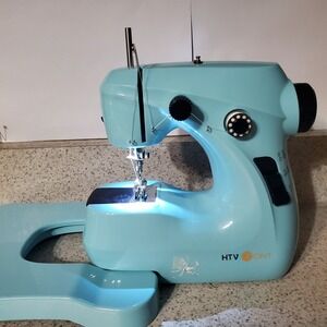 HTVRONT Mini Sewing Machine Blue Good Portable Electric Extension Table + Cords
